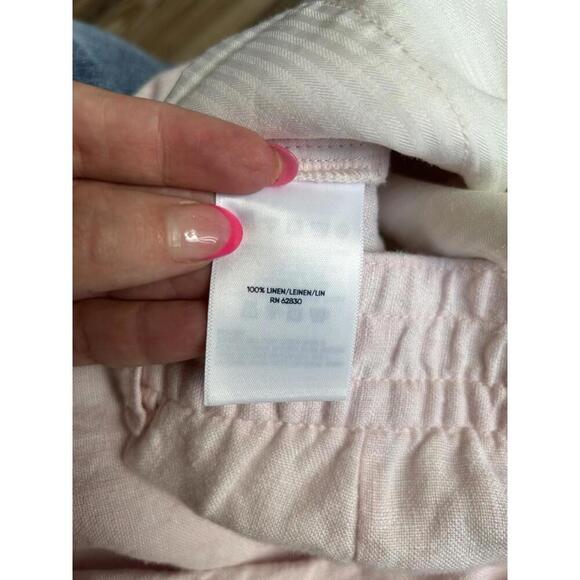 Lands End Womens Lt Pink High Rise Wide Leg 100% Linen Pleated Pants Size 10 - Picture 3 of 9